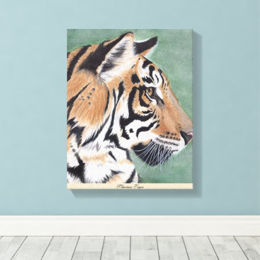 Siberische tijger - Oorspronkelijke Waterverf wand Canvas Afdruk (Insitu (Houten vloer))