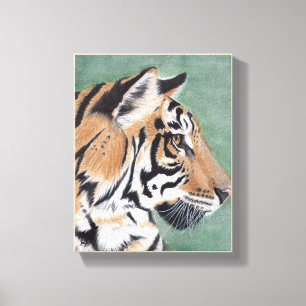 Siberische tijger - Oorspronkelijke Waterverf wand Canvas Afdruk