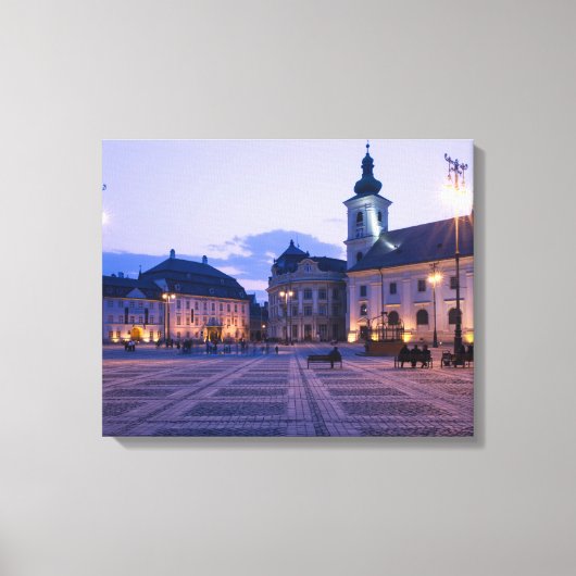 Sibiu bij nacht canvas afdruk (Voorkant)