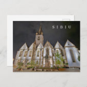 Sibiu kathedraal 's nachts briefkaart (Voorkant / Achterkant)