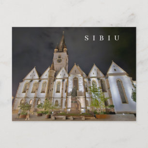 Sibiu kathedraal 's nachts briefkaart