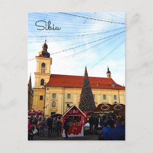 Sibiu kerstmarkt feestdagenkaart