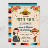 Sibling fiesta partijuitnodiging kaart (Voorkant / Achterkant)