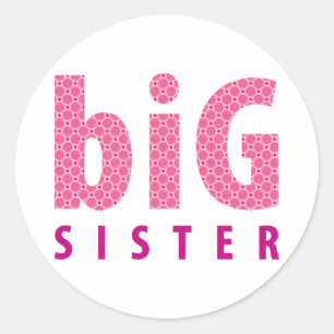 SIBLINGS COLLECTIE - grote zus {roze} Ronde Sticker