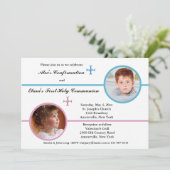 Siblings Two Foto Religieuze Uitnodiging (Staand voorkant)