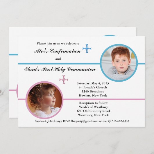 Siblings two Photo Invitation Kaart (Voorkant / Achterkant)