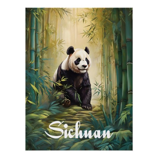 Sichuan China Panda Bamboebos Reisposter Perfect Poster (Voorkant)