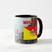 Sicile Drapeau & Cimier Mug personnalisable (Devant droit)