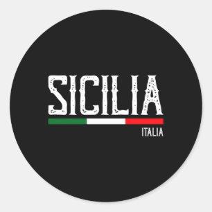 Sicilia Flag Sicilië Palermo Italië Ronde Sticker