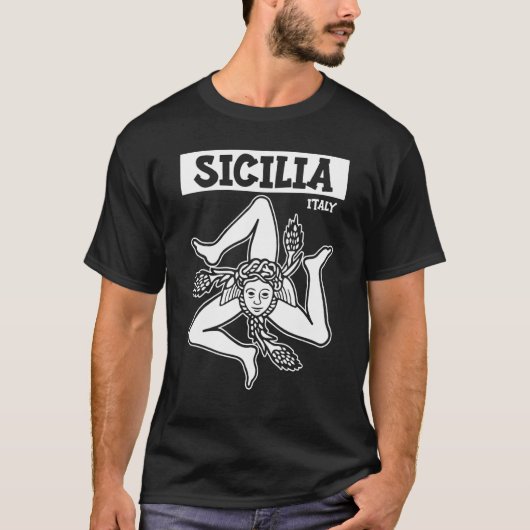 Sicilia Flag Sicily Palermo Italy 2 T-shirt (Voorkant)