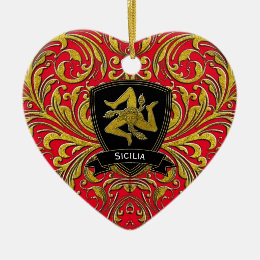 Sicilia Keepomwille Heirloom Heart Keramisch Ornament (Voorkant)