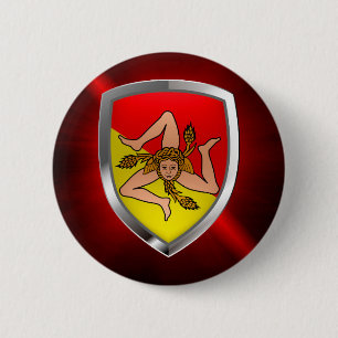 Sicilia Mettalic Emblem Ronde Button 5,7 Cm