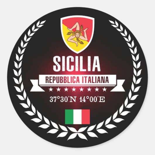 Sicilia Ronde Sticker (Voorkant)