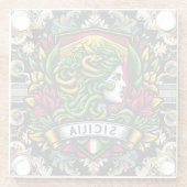 Sicilia Sicilian Design Glazen Onderzetter (Achterkant)