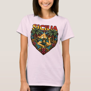 Sicilia Sicilian Heart Trinacria T-shirt