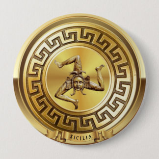 Sicilia (Sicilië) Golden Pin-Button Ronde Button 4,0 Cm