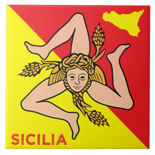 Sicilia Trinacria Siciliaanse Vlag ontwerp Tegeltje