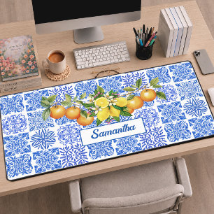 Siciliaans blauw geel citrus Mediterraan azulejo Bureaumat