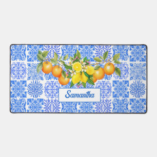 Siciliaans blauw geel citrus Mediterraan azulejo Bureaumat