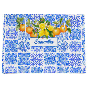 Siciliaans blauw geel citrus Mediterraan azulejo Groot Cadeauzakje
