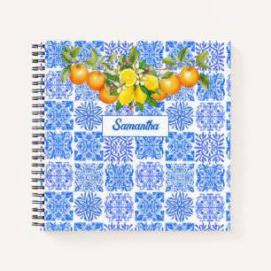 Siciliaans blauw geel citrus Mediterraan azulejo Notitieboek