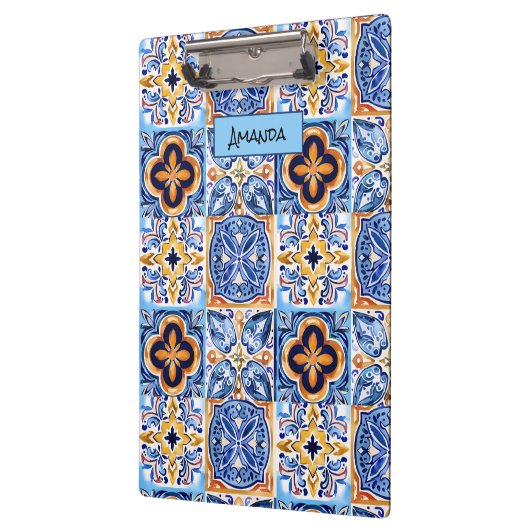 Siciliaans Blauw Wit Mediterraan keramische tegels Klembord (Links)