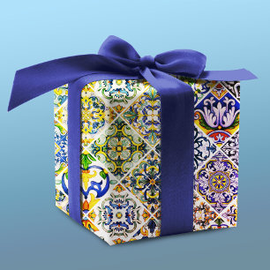 Siciliaans Mediterraan Groen Tegelpatroon Cadeaupapier