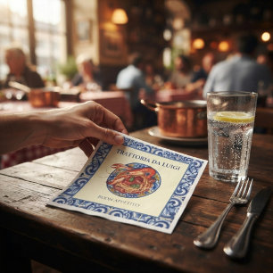 Siciliaans Tegel Zeevruchten Italiaans Restaurant Servet