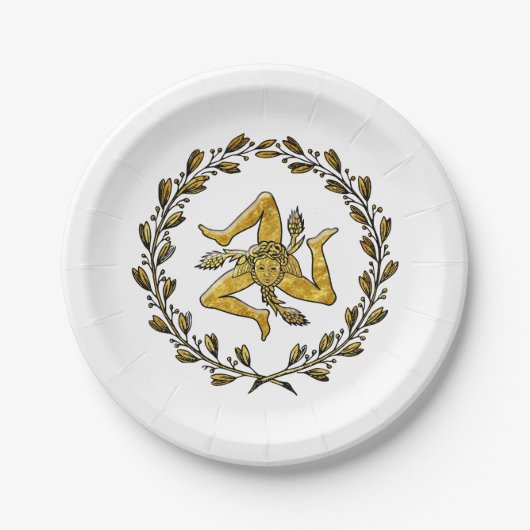 Siciliaans Trinacria Olive met uw achtergrond Papieren Bordje (Voorkant)