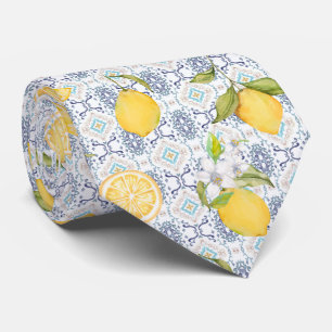 Siciliaans waterverfpatroon met sierlijk blauw stropdas