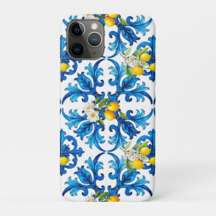 Siciliaans, zomer, citroen, mozaïek, blauw, iPhone 11 pro hoesje