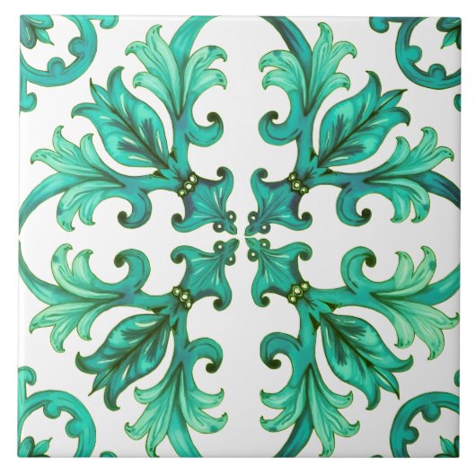 Siciliaans, zomer, citroen, mozaïek, groen, tegeltje (Voorkant)