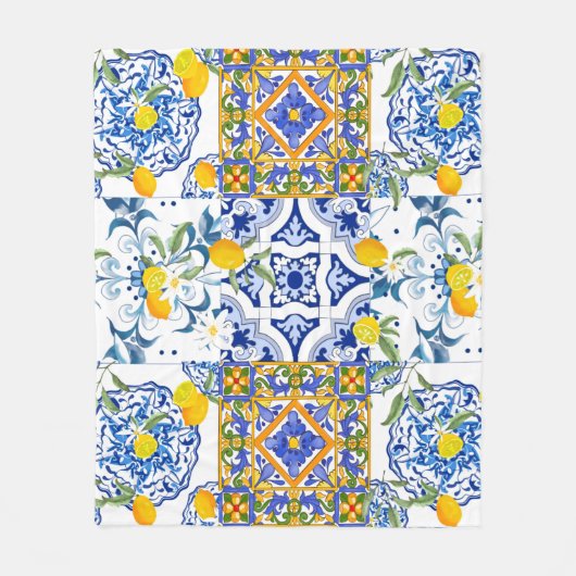Siciliaans, zomer, citrusvlinder fleece deken (Voorkant)
