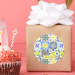 Siciliaanse citrus Mediterrane majolica Ronde Sticker