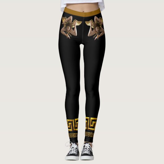 Siciliaanse Golden Medusa Athletische Leggings (Voorkant)