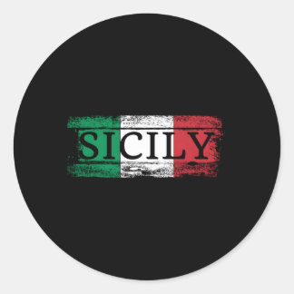 Siciliaanse Italiaanse vlag in Sicilië Vakantie re Ronde Sticker
