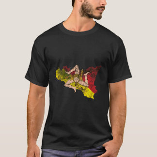 Siciliaanse kaart en vlaggensouvenir - noodlijdend t-shirt