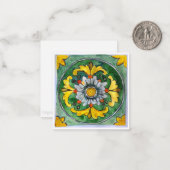 Siciliaanse keramische tegel - P1 - Platte briefka Notitiekaartje (Voorkant / Achterkant in situ)