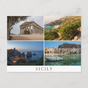 Siciliaanse landschappen in collage souvenir briefkaart
