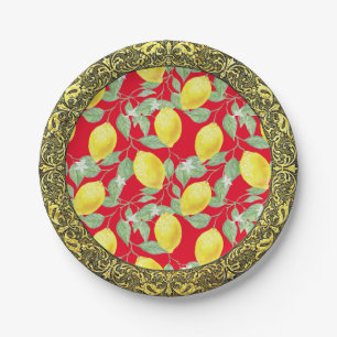 Siciliaanse Lemons Baroque Gold Border Papieren Bordje