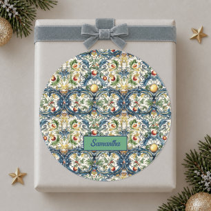 Siciliaanse mediterrane sinaasappels majolica blau ronde sticker