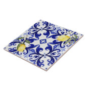 Siciliaanse stijl, citroenen, majolica tegeltje (Zijkant)