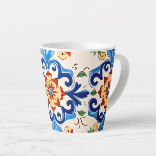 Siciliaanse Tegel Patroon Latte Mok (Rechterhoek)