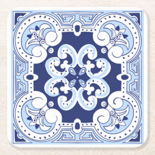 Siciliaanse tegels, majolica-tegels vierkante kartonnen onderzetter