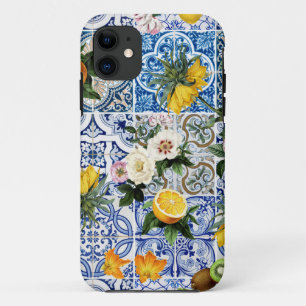 Siciliaanse tegels met bloemen en citroen  iPhone 11 hoesje
