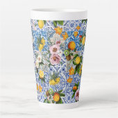 Siciliaanse tegels met bloemen en citroen latte mok (Voorkant)