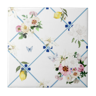 Siciliaanse tegels, mozaïek, bloemen, citroen, tegeltje