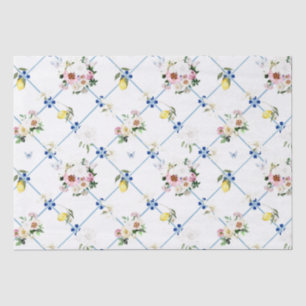 Siciliaanse tegels, mozaïek, bloemen, citroen, tissuepapier