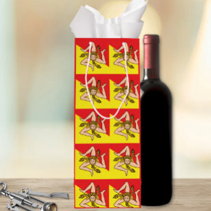 Siciliaanse Trinacria All-Over Vlagpatroon Sicilië Wijn Cadeautas