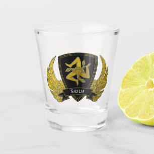 Siciliaanse Trinacria in Gold Jouw tekst Shot Glas
